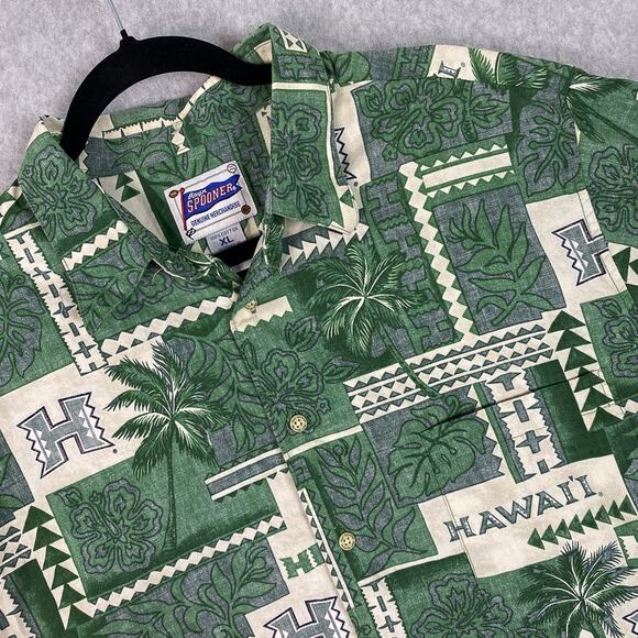 Reyn Spooner Hawaiian Shirt Mens XL University of Hawaii Short Sleeve Button Up - Picture 1 of 7